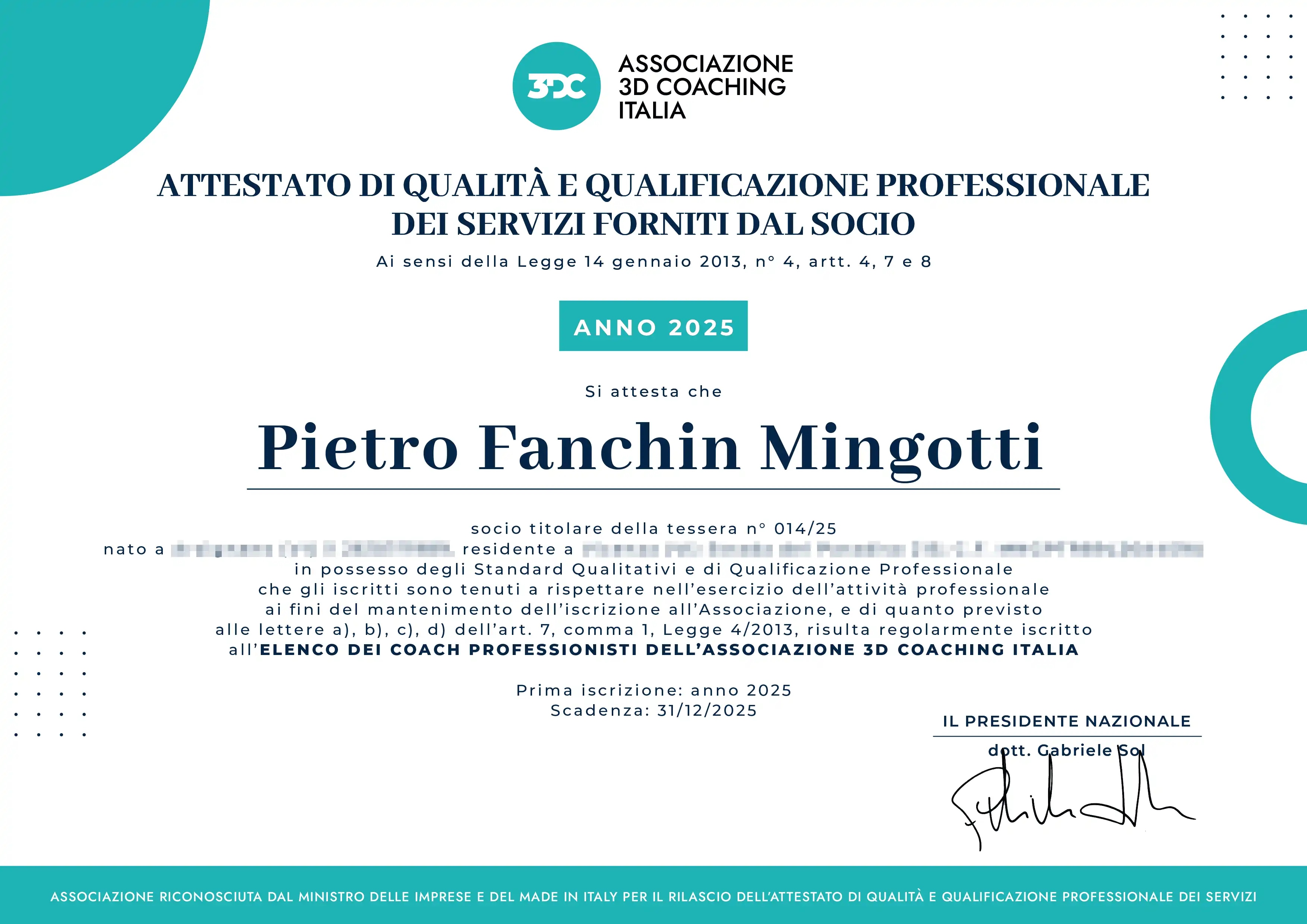 Pietro Fanchin Mingotti coachin certification